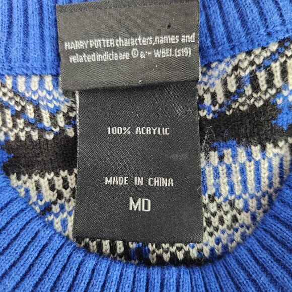 Harry Potter Ravenclaw Happy Christmas Adult Size Medium Blue Black Ugly Sweater - Picture 8 of 8